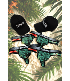 Pack 4 Strings Homme LM2402-57ARO LOOKME + 2 Casquettes Offertes